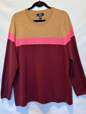 NWOT Lands' End Women’s Sweater 100% Cashmere Crewneck Long Sleeve Colorblock